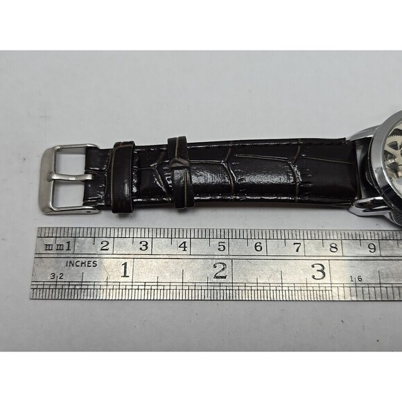 August Steiner AS8033SS Skeleton Automatic Self Winding Silver Tone Unisex Watch - Picture 8 of 11